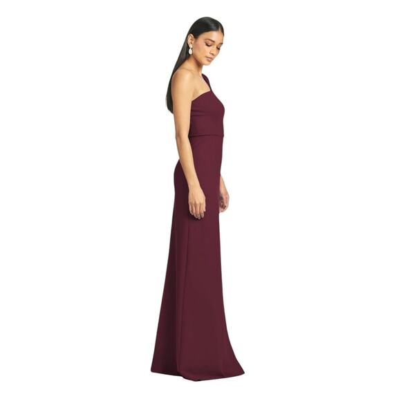 Sachin + Babi NWT Size 14 Nadia One Shoulder Deep Wine Stretch Crepe Gown - Picture 4 of 7